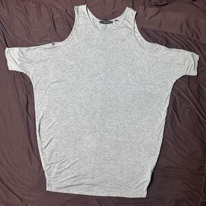 William Rast Gray Sleeveless Women's Cold Shoulder Shirt Dress